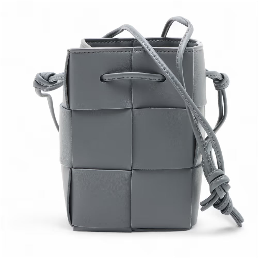 Bottega Veneta Maxi Intrecciato Cassette Mini Crossbody Bag Gray