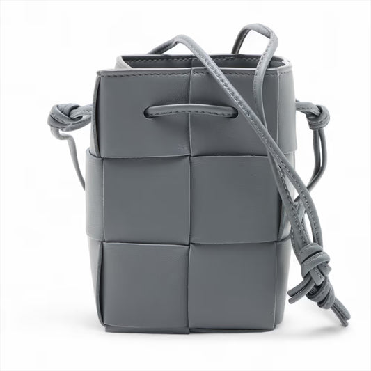 Bottega Veneta Maxi Intrecciato Cassette Mini Crossbody Bag Gray