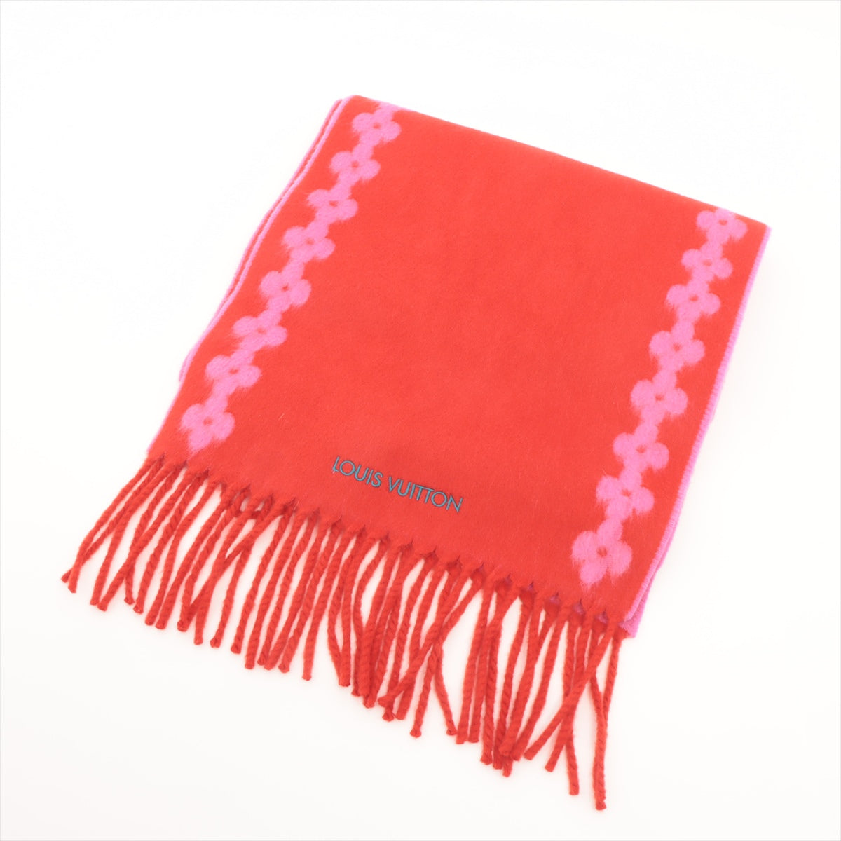 Louis Vuitton Flowers River Cashmere Scarf Red