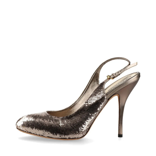 Gucci Sequins Slingback Pumps Silver