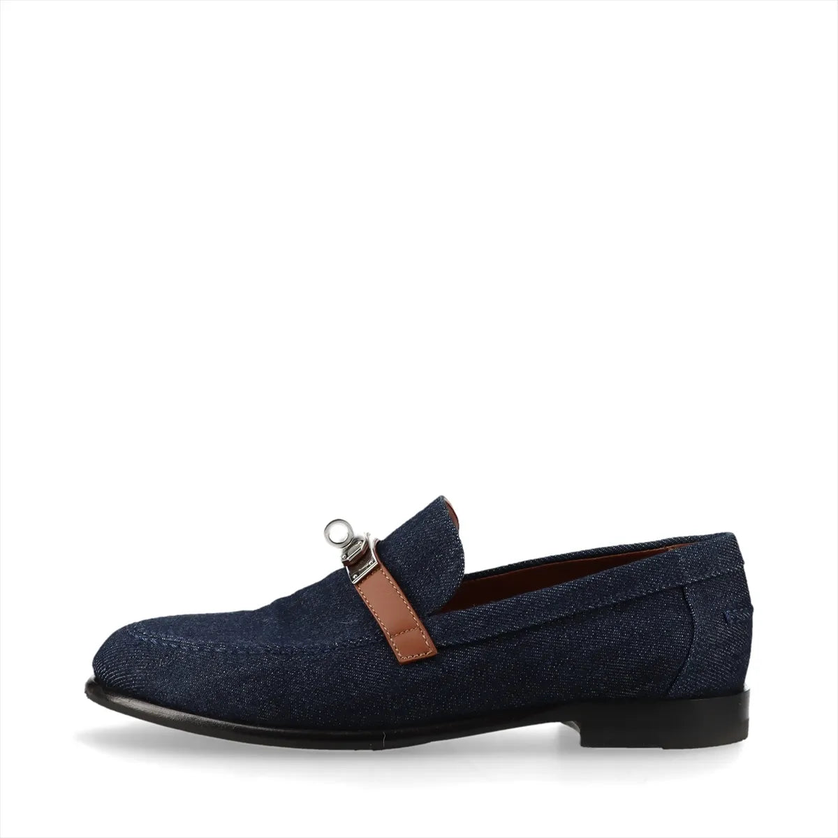 Hermès Kelly Denim Leather Loafer Navy x Brown