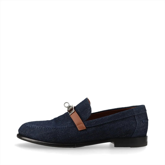 Hermès Kelly Denim Leather Loafer Navy x Brown