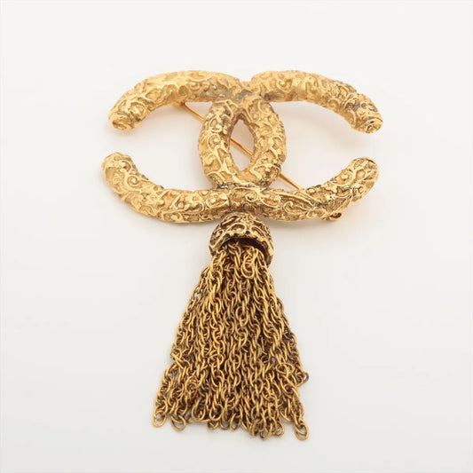 Chanel CC Logo Tassel Brooch Gold