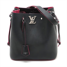 Load image into Gallery viewer, Best Louis Vuitton LV Logo Lockme Bucket Shoulder Bag Black Fuchsia
