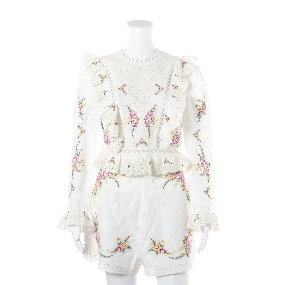 Zimmermann Allia Floral Eyelet Cotton Co-ord Sets White