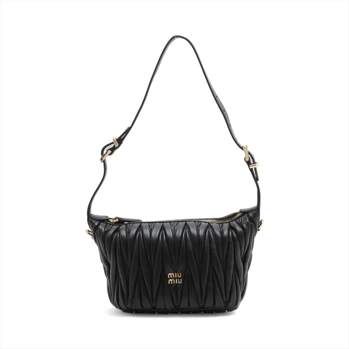 Miu Miu Matelasse Leather Shoulder Bag Black