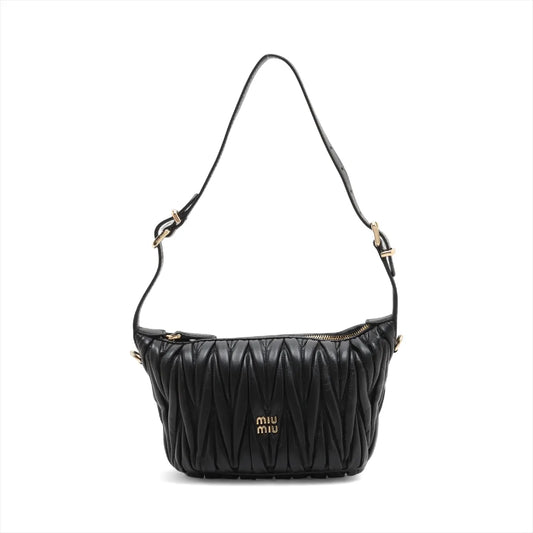 Miu Miu Matelasse Leather Shoulder Bag Black