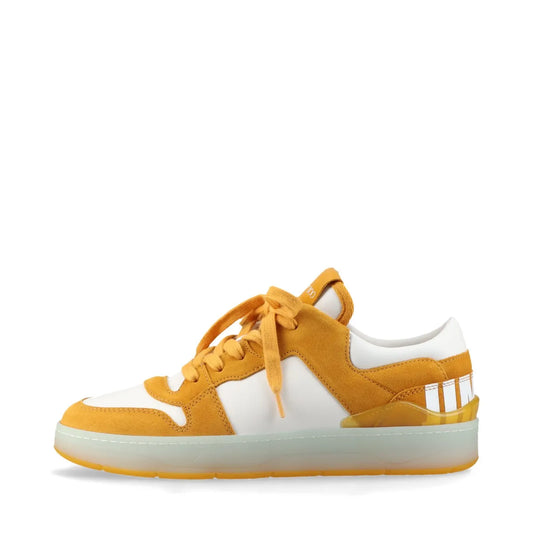Jimmy Choo Leather Suede Sneakers White x Mustard Yellow