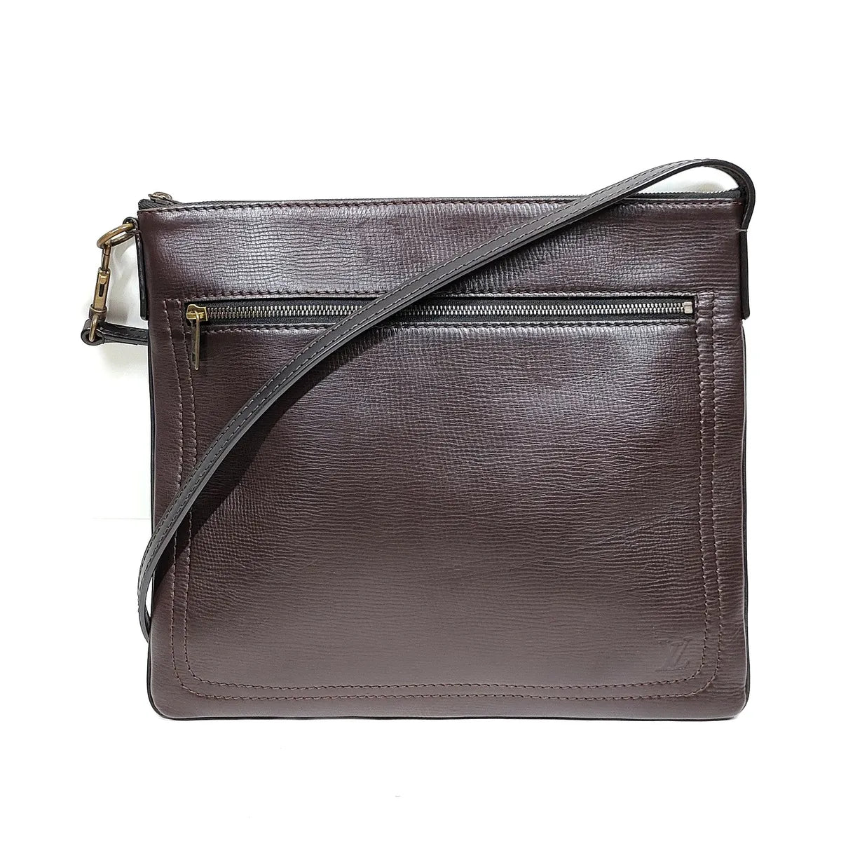 Louis Vuitton Utah Sac Plat Leather Crossbody Bag Brown