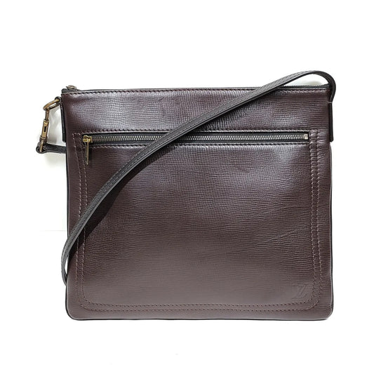 Louis Vuitton Utah Sac Plat Leather Crossbody Bag Brown