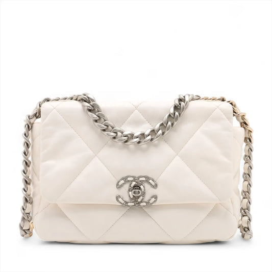 Chanel 19 Lambskin Chain Shoulder Bag White