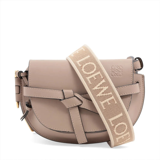 Loewe Gate Dual Mini Leather Shoulder Bag Brown x Beige