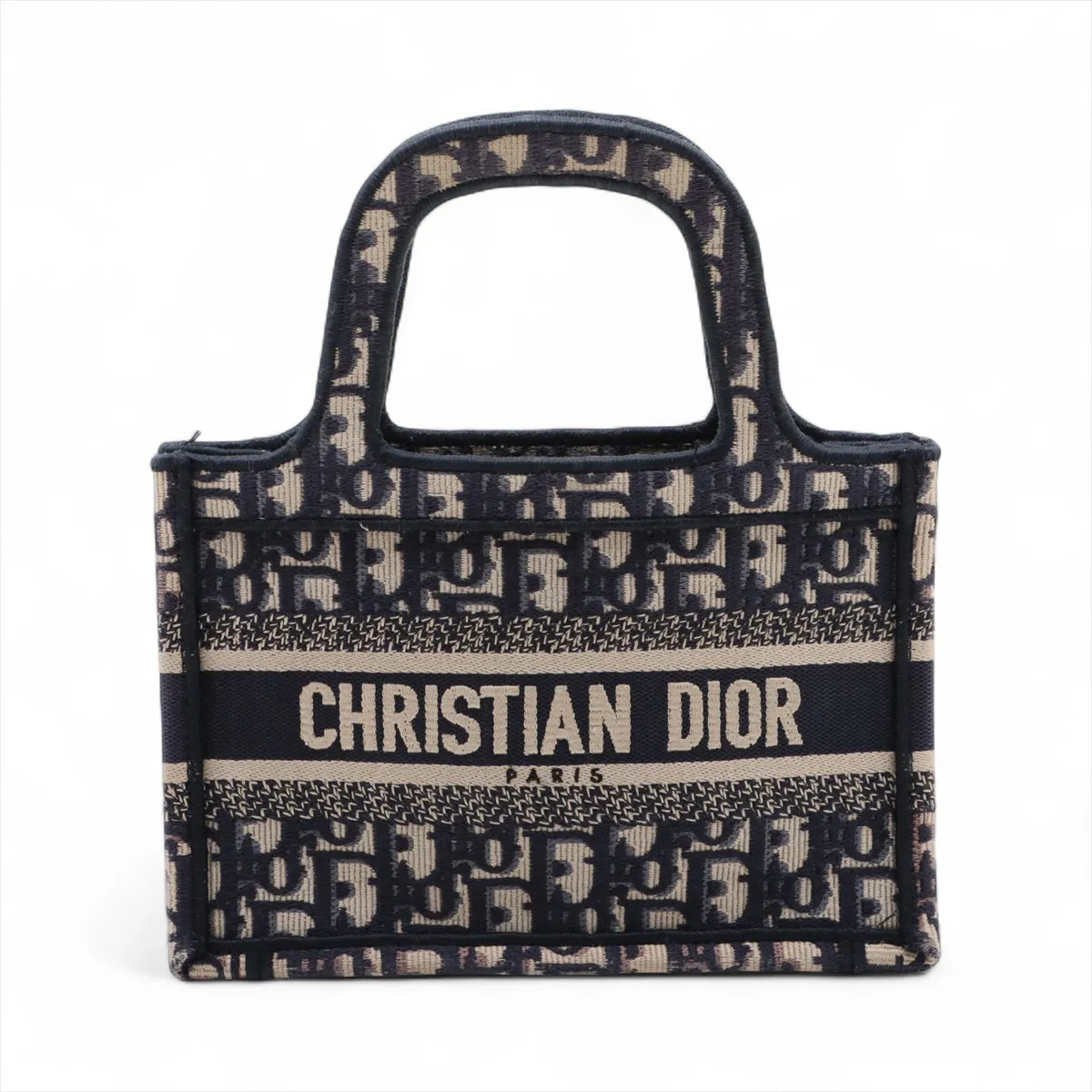 Christian Dior Oblique Canvas Mini Book Tote Navy Blue