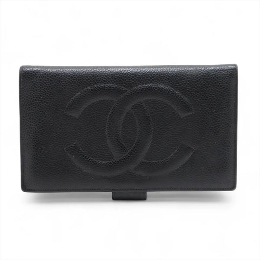 Chanel CC Logo Caviar Skin Wallet Black