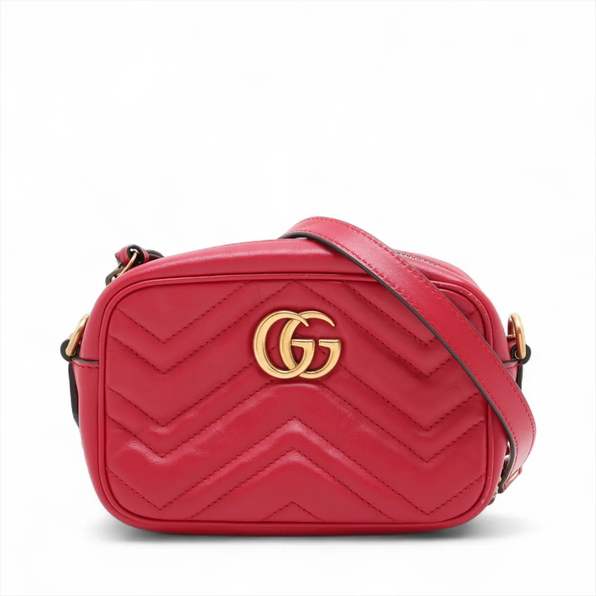 Gucci GG Marmont Leather Chain Camera Bag Red