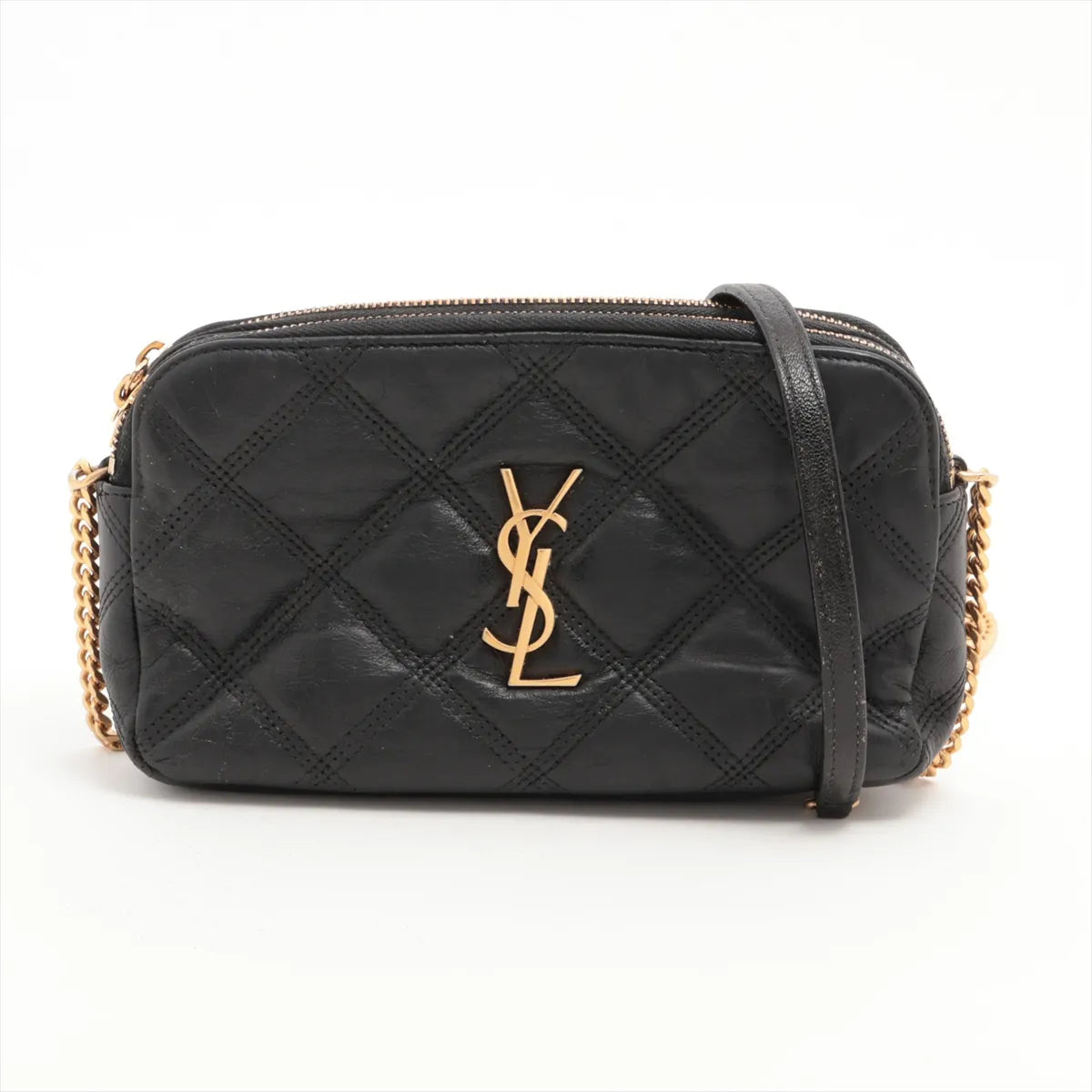 Saint Laurent Paris Becky Leather Chain Shoulder Bag Black