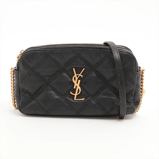 Saint Laurent Paris Becky Leather Chain Shoulder Bag Black