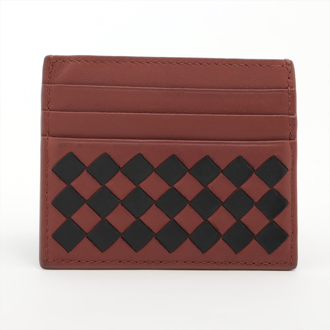 Bottega Veneta Intrecciato Leather Card Case Brown x Black