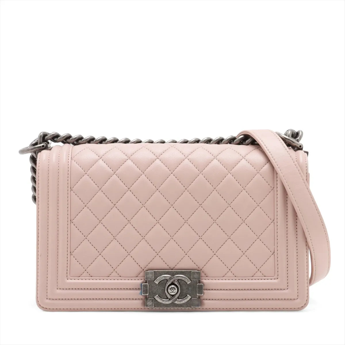 Chanel Boy Chanel 25 Lambskin Chain Shoulder Bag Pink