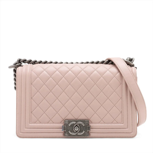 Chanel Boy Chanel 25 Lambskin Chain Shoulder Bag Pink