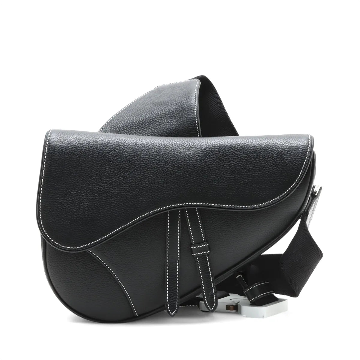 Christian Dior Leather Sling Saddle Bag Black
