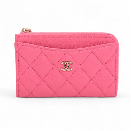 Chanel Matelasse Caviar Skin Coin Card Wallet Pink