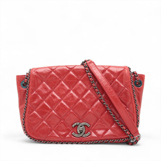 Chanel Vintage CC Logo Matelasse Calf Chain Around Shoulder Bag Red * PREORDER *