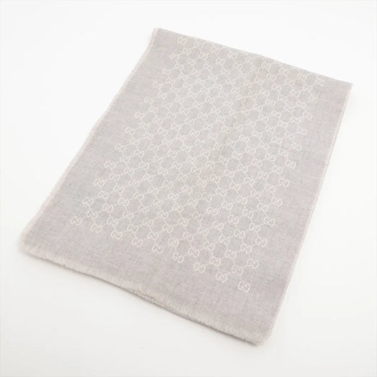 Gucci GG Logo Wool Scarf Light Grey