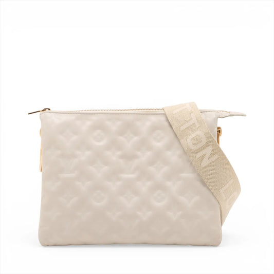 Louis Vuitton Monogram Embossed Coussin PM White