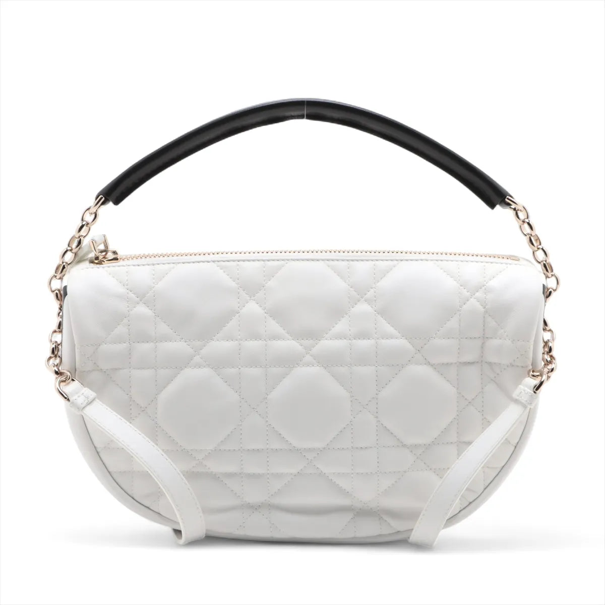 Christian Dior Vibe Hobo Leather Two-Way Shoulder Bag White x Black