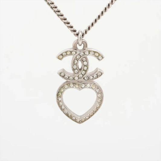Chanel CC Logo Heart Rhinestone Necklace