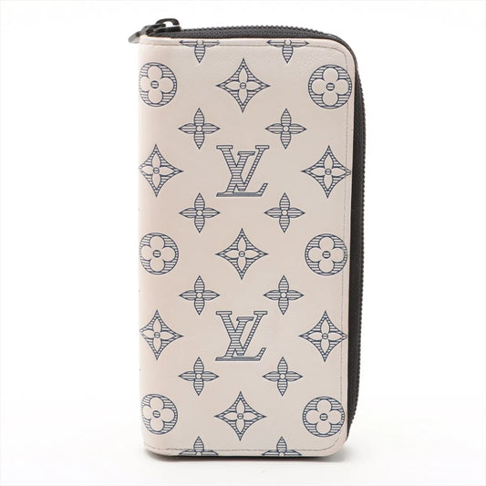 Louis Vuitton Monogram Shadow Zippy Vertical Wallet White x Blue
