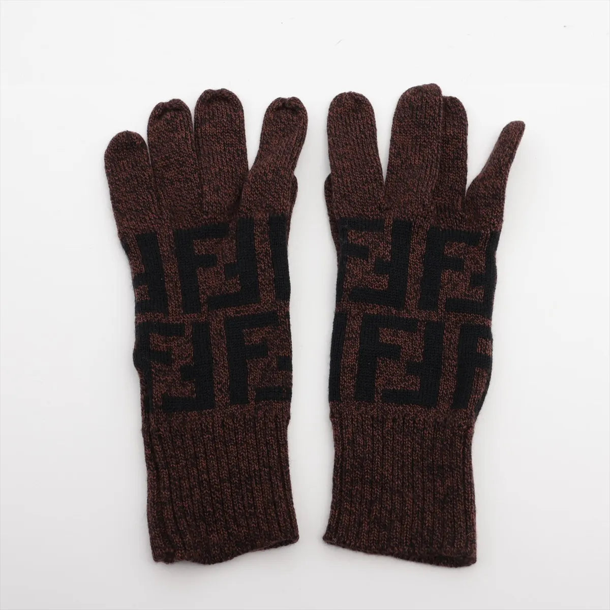 Fendi Zucca Knit Gloves Brown