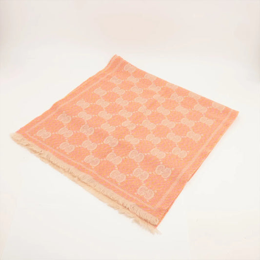 Gucci GG Logo Wool Scarf Orange x Pink