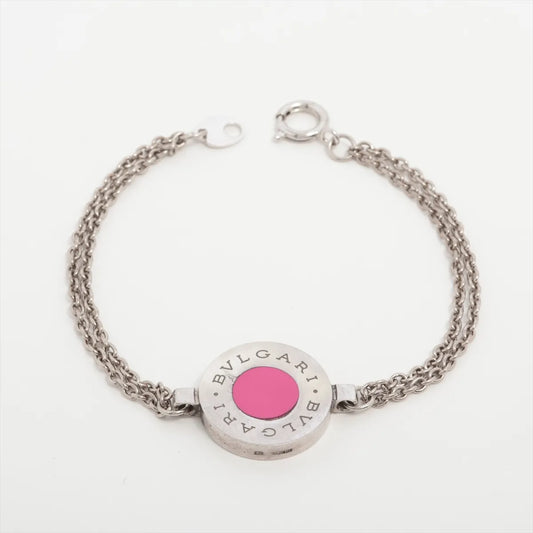 Bvlgari Two-layer Chain Bracelet Red Silver