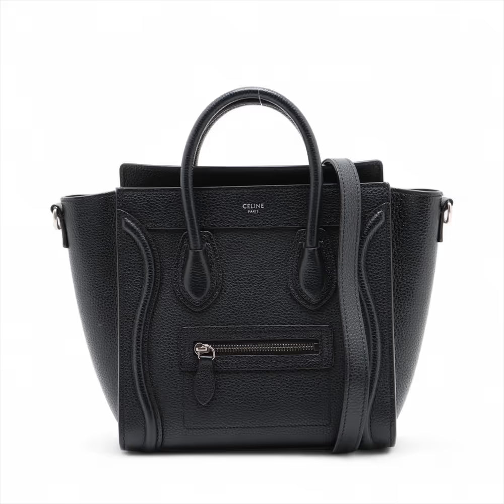Celine Luggage Nano Shopper Leather Two-Way Handbag Black