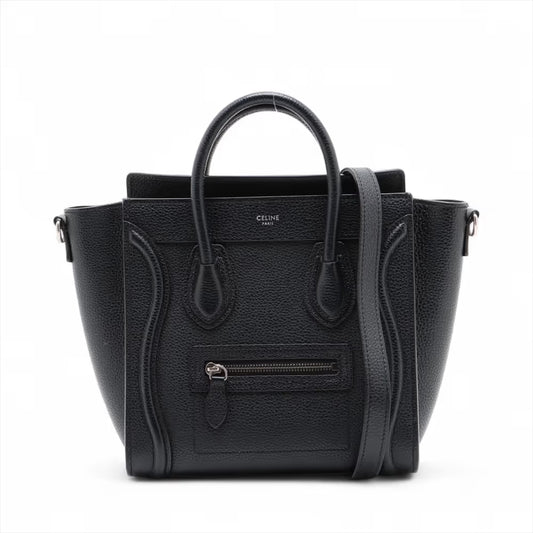 Celine Luggage Nano Shopper Leather Two-Way Handbag Black