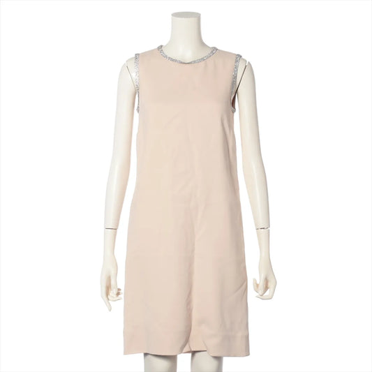 Dolce & Gabbana Rayon Rhinestone Sleeveless Dress Pink