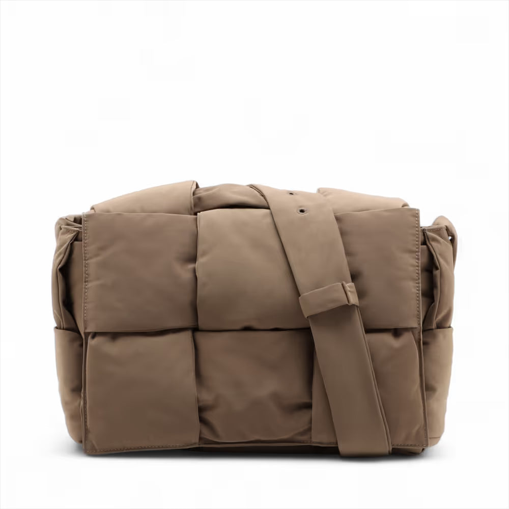 Bottega Veneta Maxi Intrecciato Padded Cassette Nylon Shoulder Bag Khaki