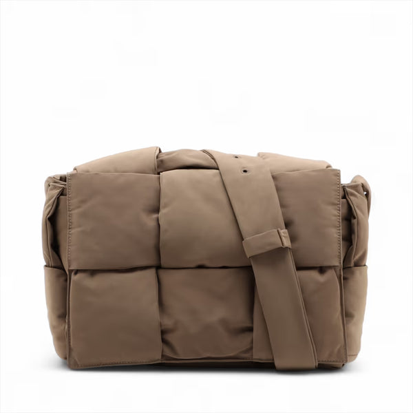 Bottega Veneta Maxi Intrecciato Padded Cassette Nylon Shoulder Bag Khaki