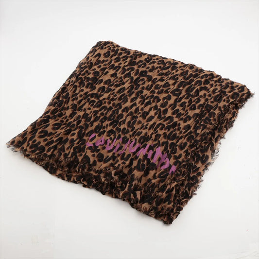 Louis Vuitton Léopard Cashmere Silk Scarf Brown