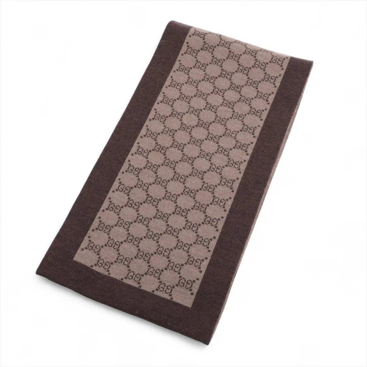 Gucci GG Logo Wool Scarf Brown