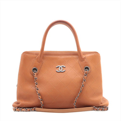 Chanel Matelasse Caviar Skin Two-Way Chain Shoulder Bag Brown