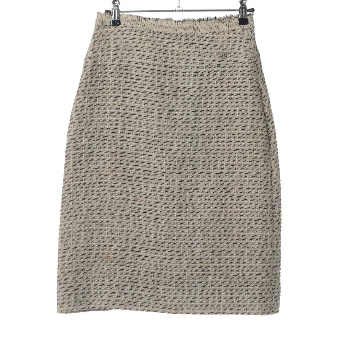 Chanel CC Logo Cotton & Wool Skirt Beige