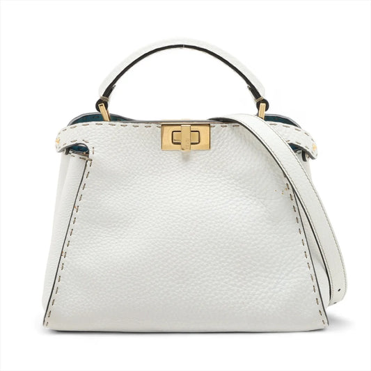 Fendi Peekaboo Essentially Selleria Shoulder Bag White