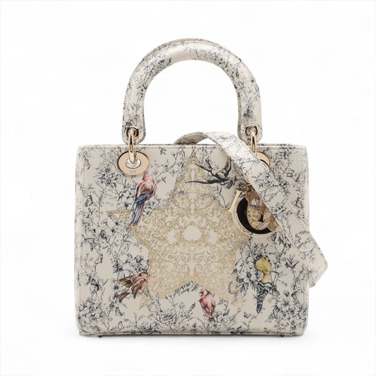 Christian Dior Lady Dior Floral Two-Way Handbag White