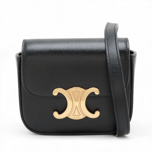 Celine Triomphe Mini Claude Leather Shoulder Bag Black