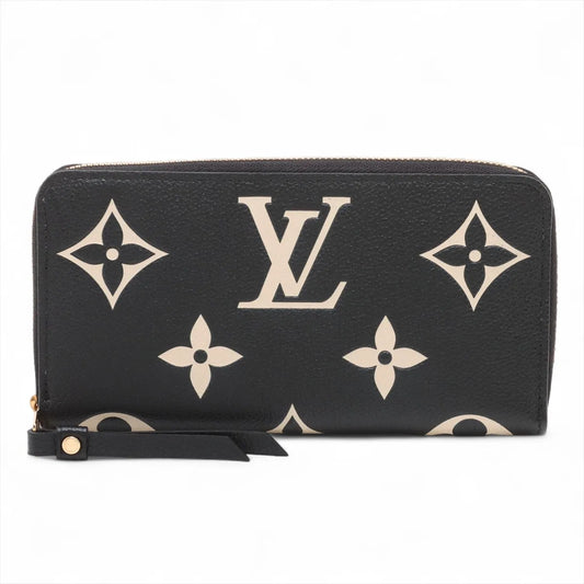 Louis Vuitton Bicolor Monogram Empreinte Zippy Wallet Black x Beige