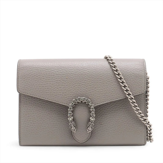 Gucci Dionysus Leather Chain Wallet Gray