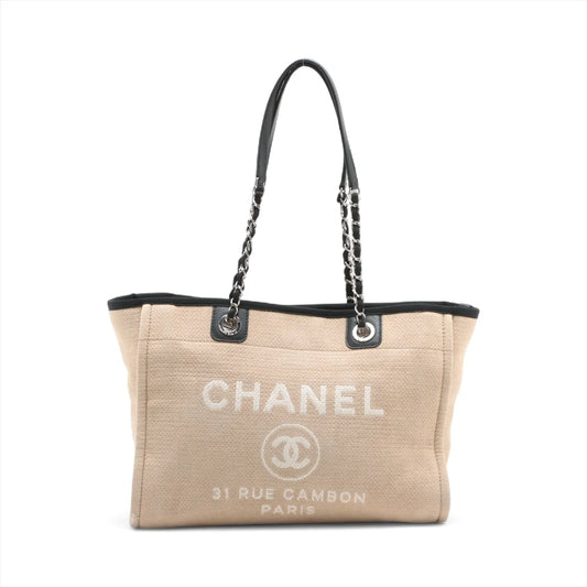 Chanel Deauville MM Canvas Chain Tote Bag Beige * PREORDER *